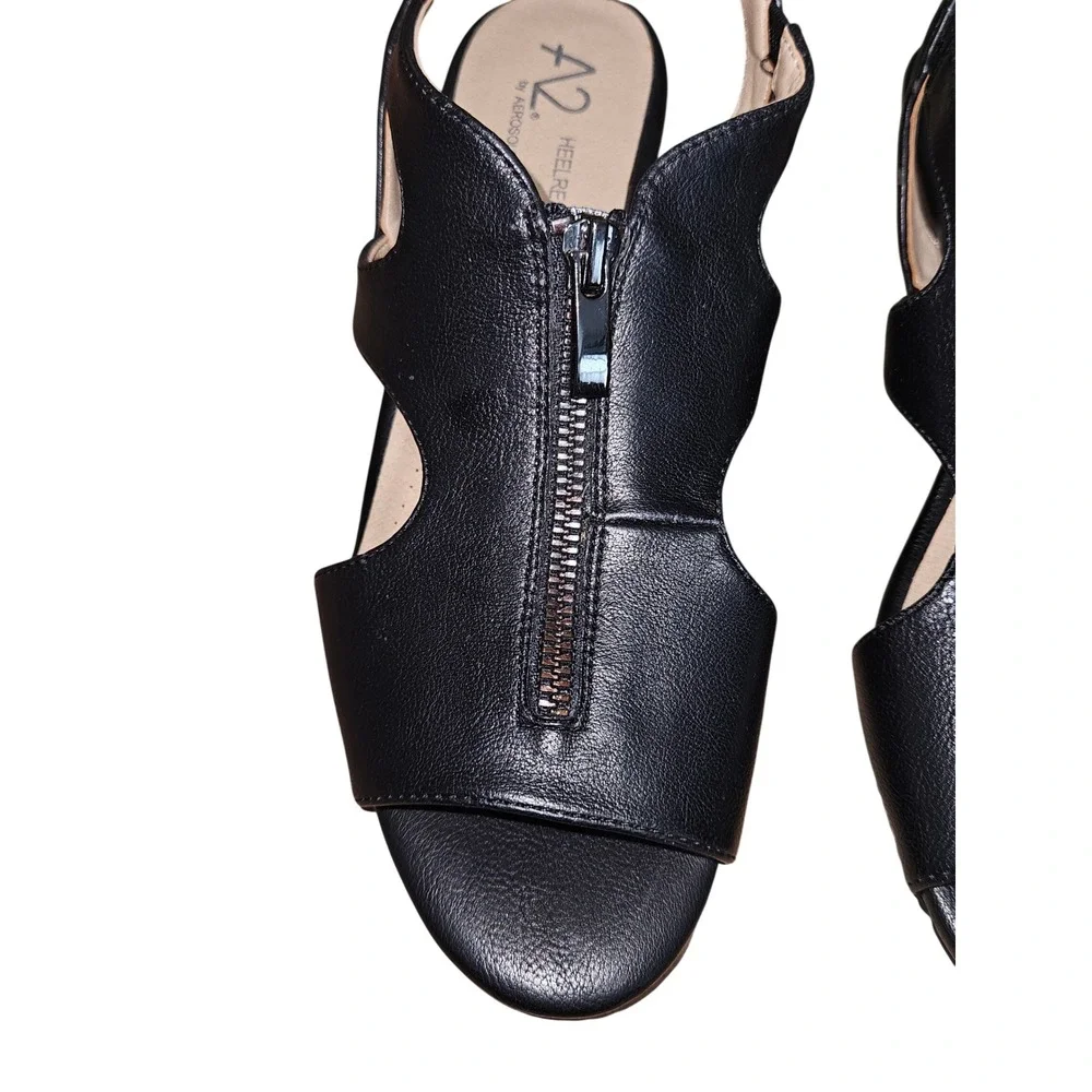 A2 by Aerosoles‎ Black Wedge Sandals Women 8